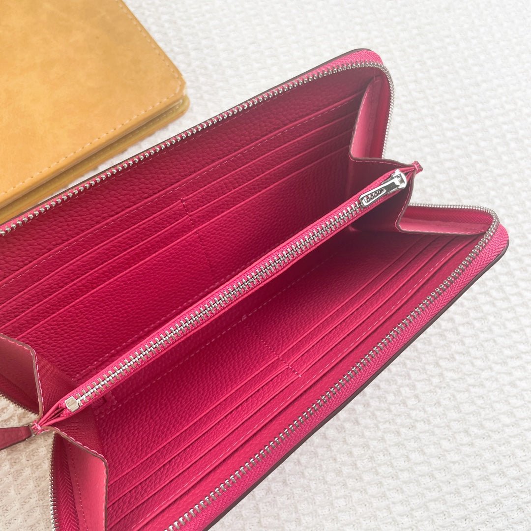 HERMES SILK'IN CLASSIC WALLET 20 RED PINK GRAINED CALFSKIN - Image 3