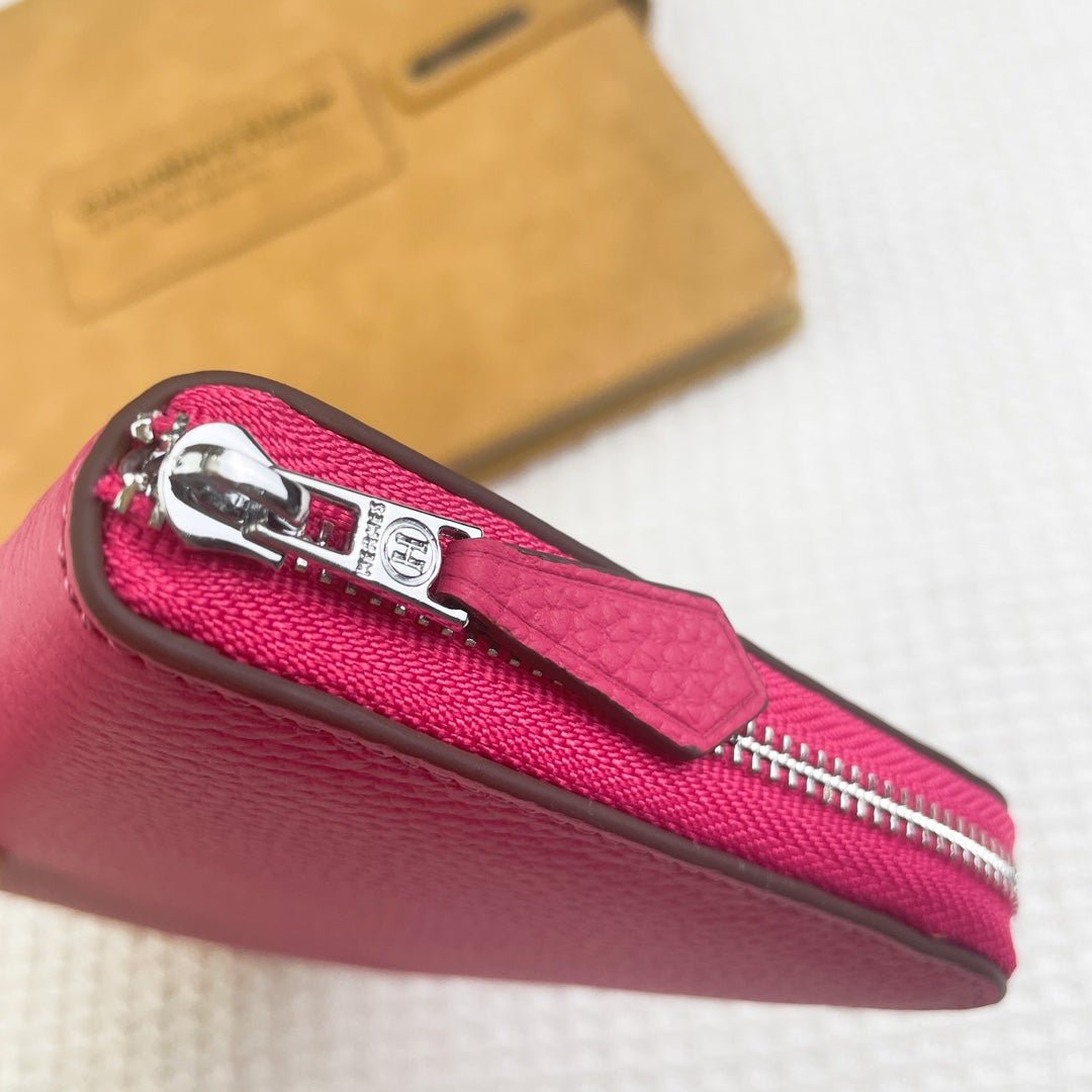 HERMES SILK'IN CLASSIC WALLET 20 RED PINK GRAINED CALFSKIN - Image 4