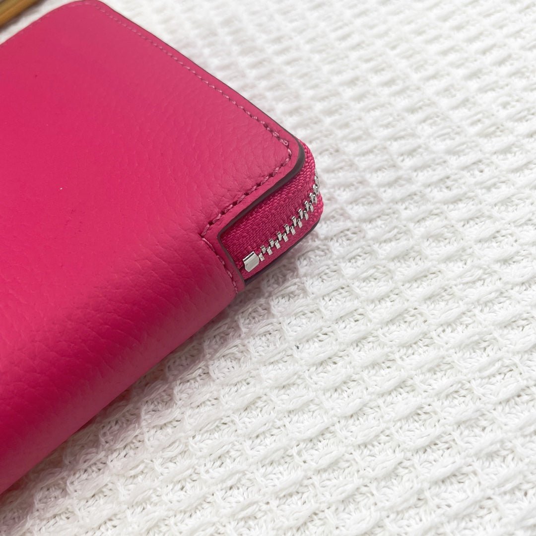 HERMES SILK'IN CLASSIC WALLET 20 RED PINK GRAINED CALFSKIN - Image 6