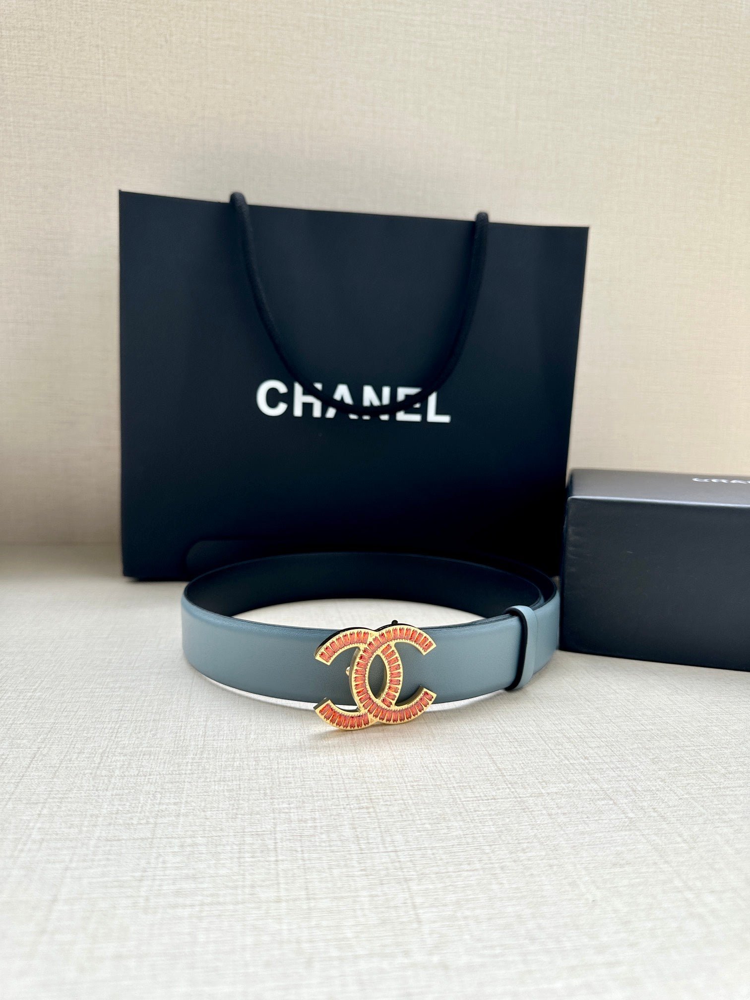Alternative view of Chanel Grey Leather Crystal Belt