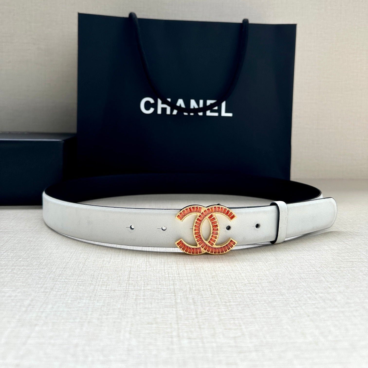Chanel White Leather Belt