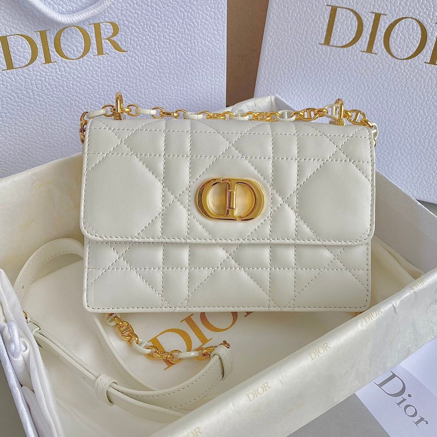 Dior Mini Chain 17 Calfskin Bag White