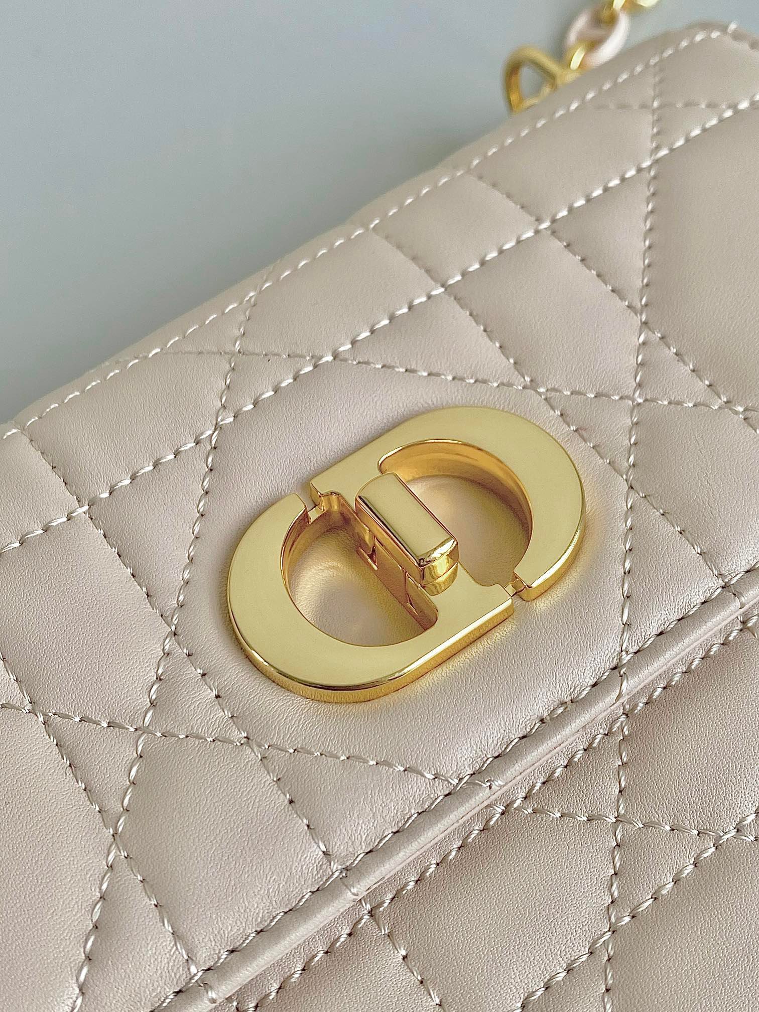 Dior Miss Caro Mini Cream Calfskin Quilted Bag - Image 4