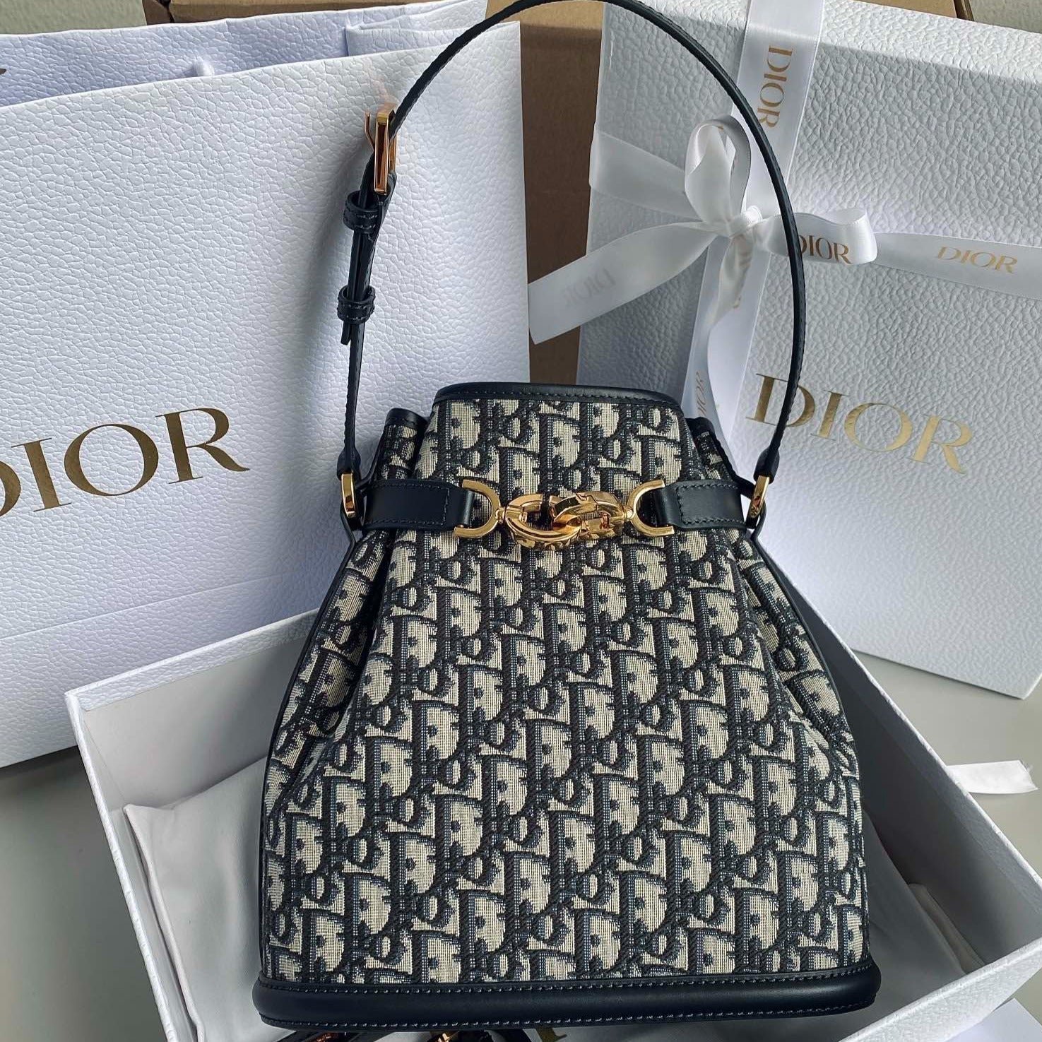 Dior Medium C'Est 24 Oblique Jacquard Bag Blue