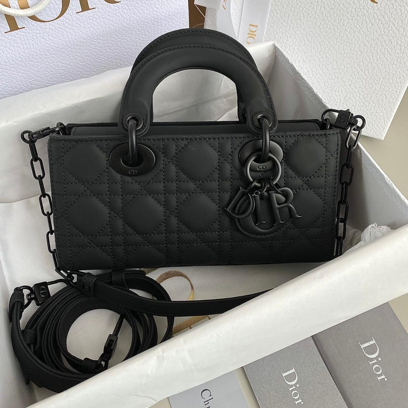 Dior D-Joy Black Lambskin Horizontal Top Bag