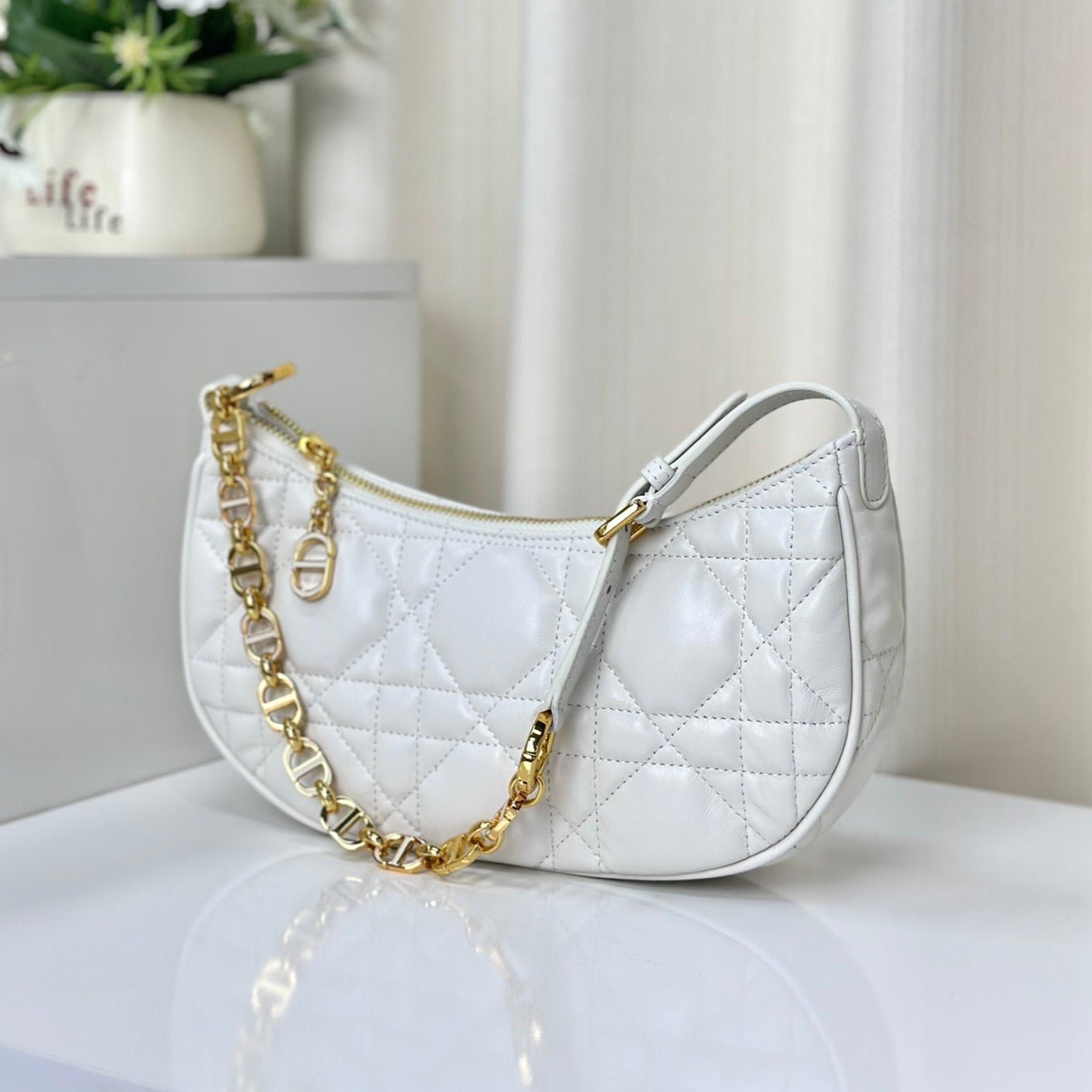 Dior CD Lounge 26 Lambskin Bag White