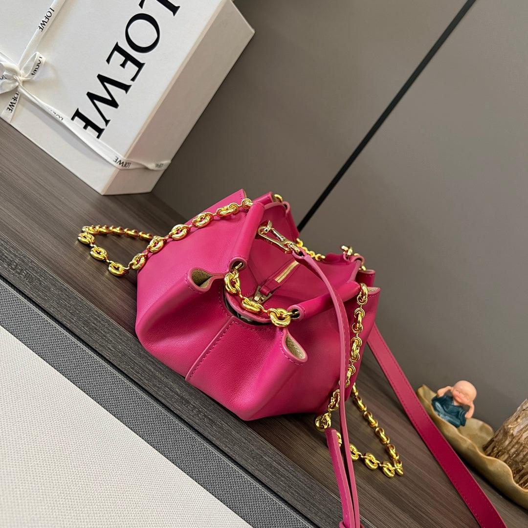 Alternative view of Loewe Small Paseo Chain Shoulder Bag Hot Pink Calfskin