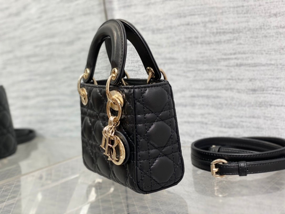 Alternative view of Dior Micro Lady 12cm Black Lambskin Quilted Bag
