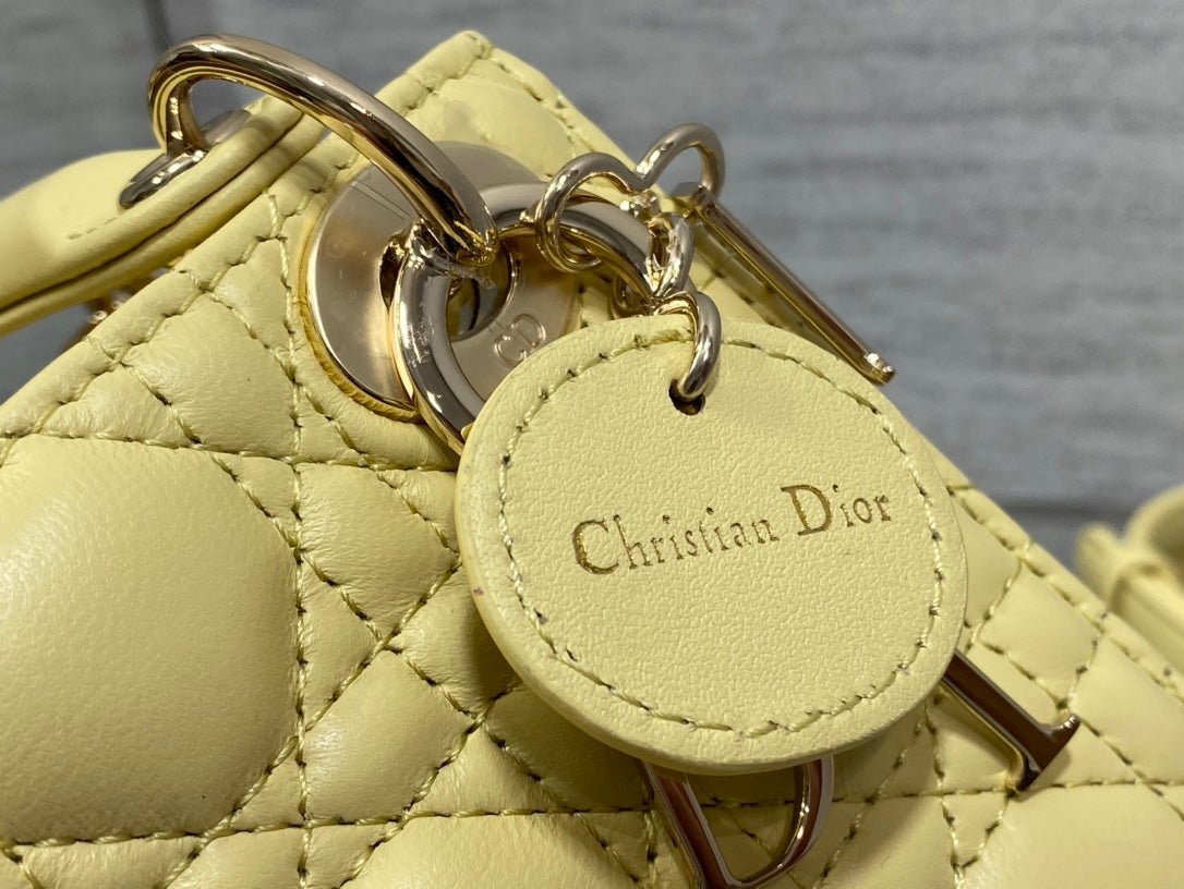 Dior Micro Lady 12cm Yellow Lambskin Quilted Bag - Image 4