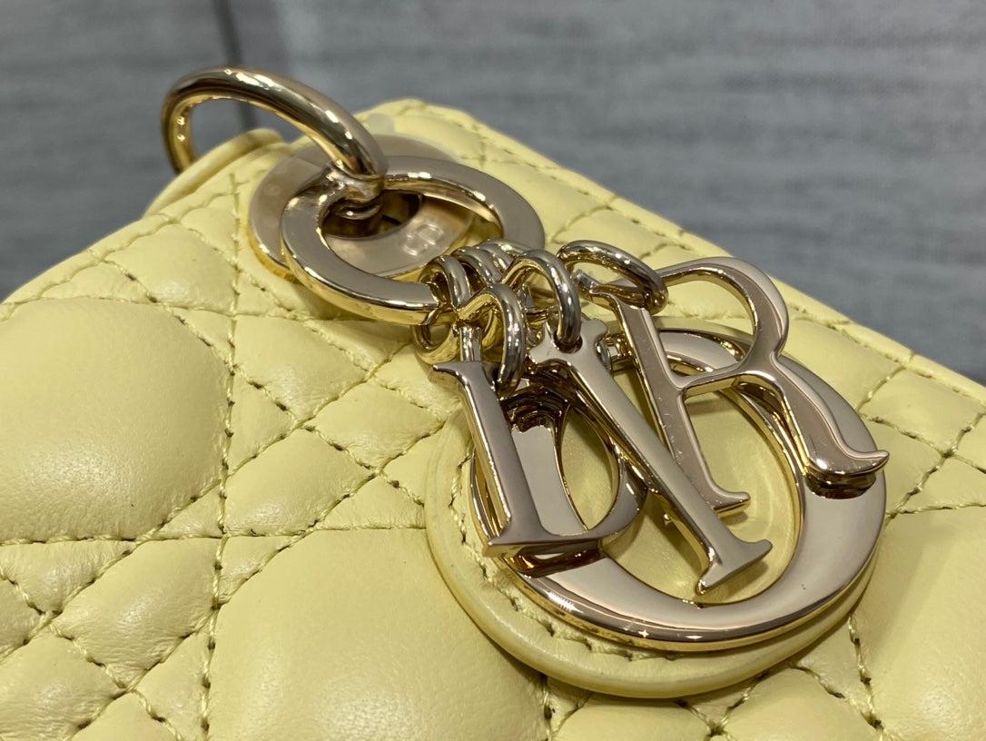 Dior Micro Lady 12cm Yellow Lambskin Quilted Bag - Image 5