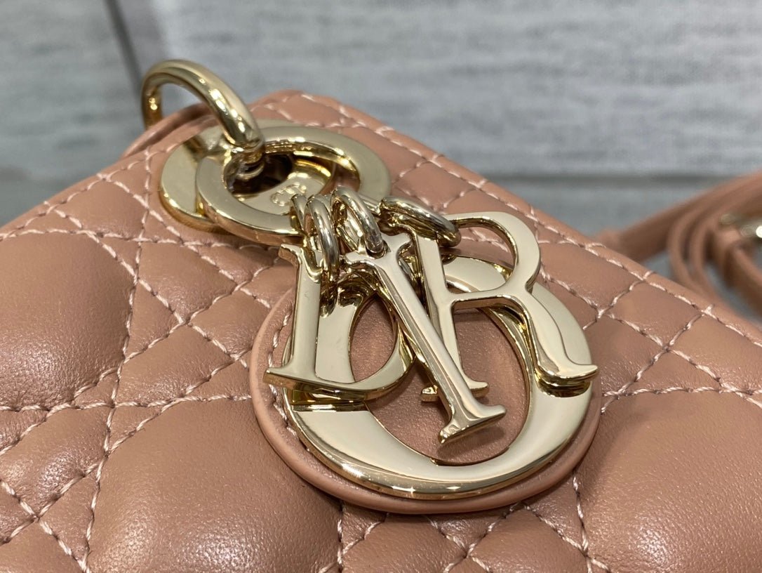 Dior Micro Lady 12cm Pinkish Brown Lambskin Bag - Image 3