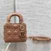 Dior Micro Lady 12cm Pinkish Brown Lambskin Bag