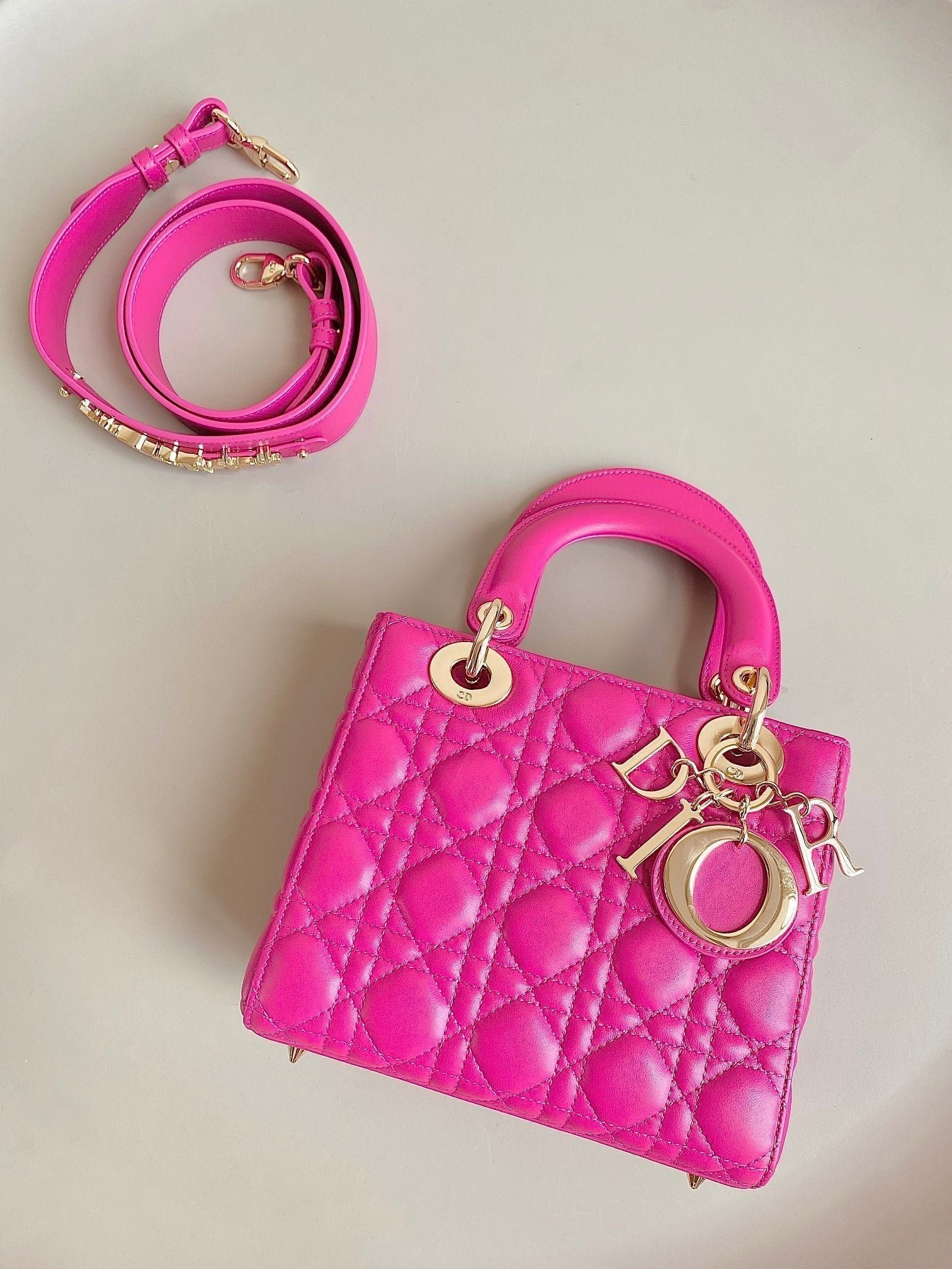 Alternative view of Dior Lady Hot Pink Quilted Lambskin Hand Bag