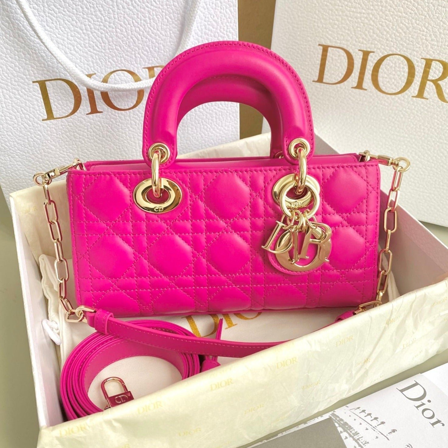 Dior D-Joy 22 Lambskin Bag Hot Pink