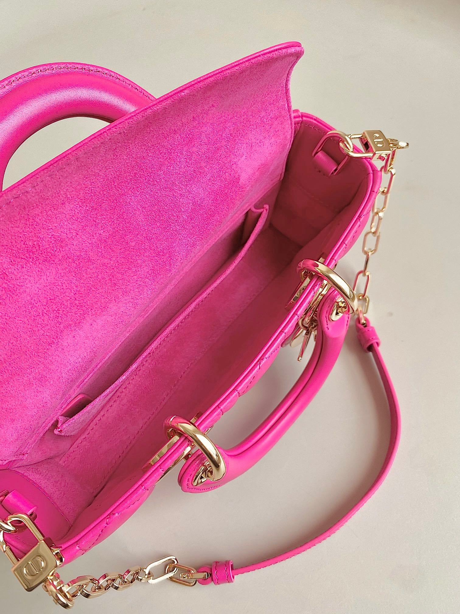 Dior D-Joy 22 Lambskin Bag Hot Pink - Image 3