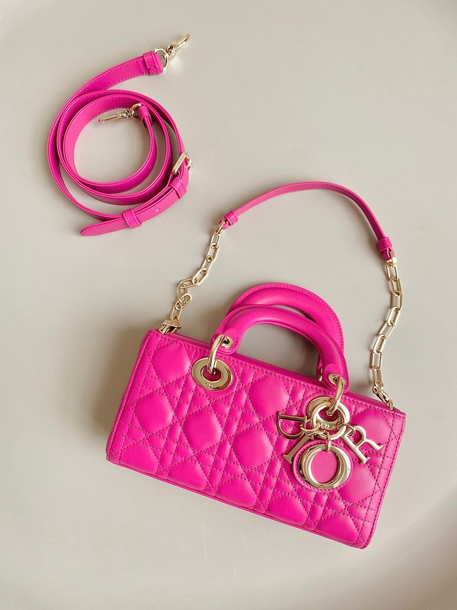 Dior D-Joy 22 Lambskin Bag Hot Pink - Image 2