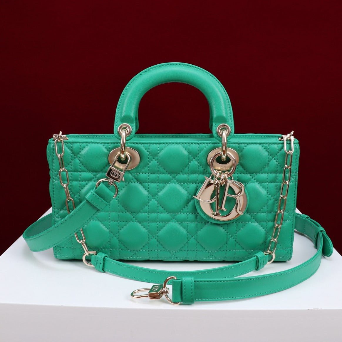 Dior Medium Lady D-Joy Jade Green Lambskin Bag