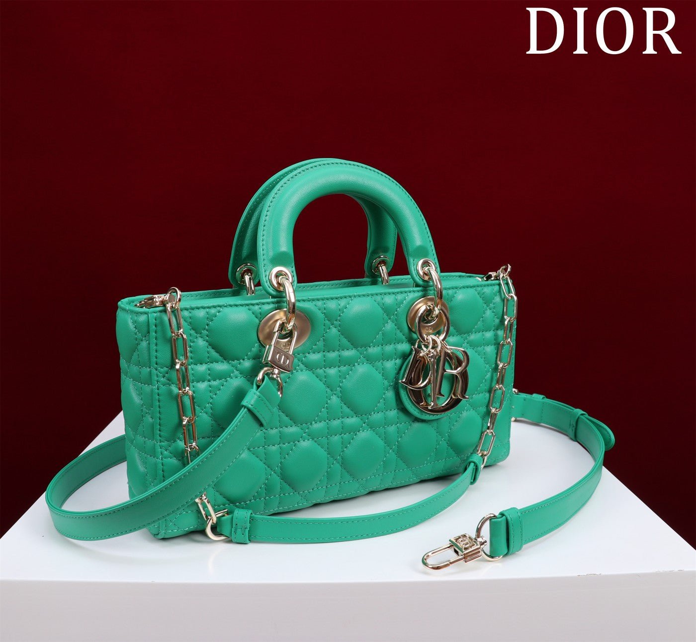 Alternative view of Dior Medium Lady D-Joy Jade Green Lambskin Bag