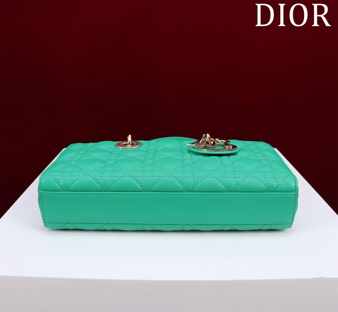 Dior Medium Lady D-Joy Jade Green Lambskin Bag - Image 4