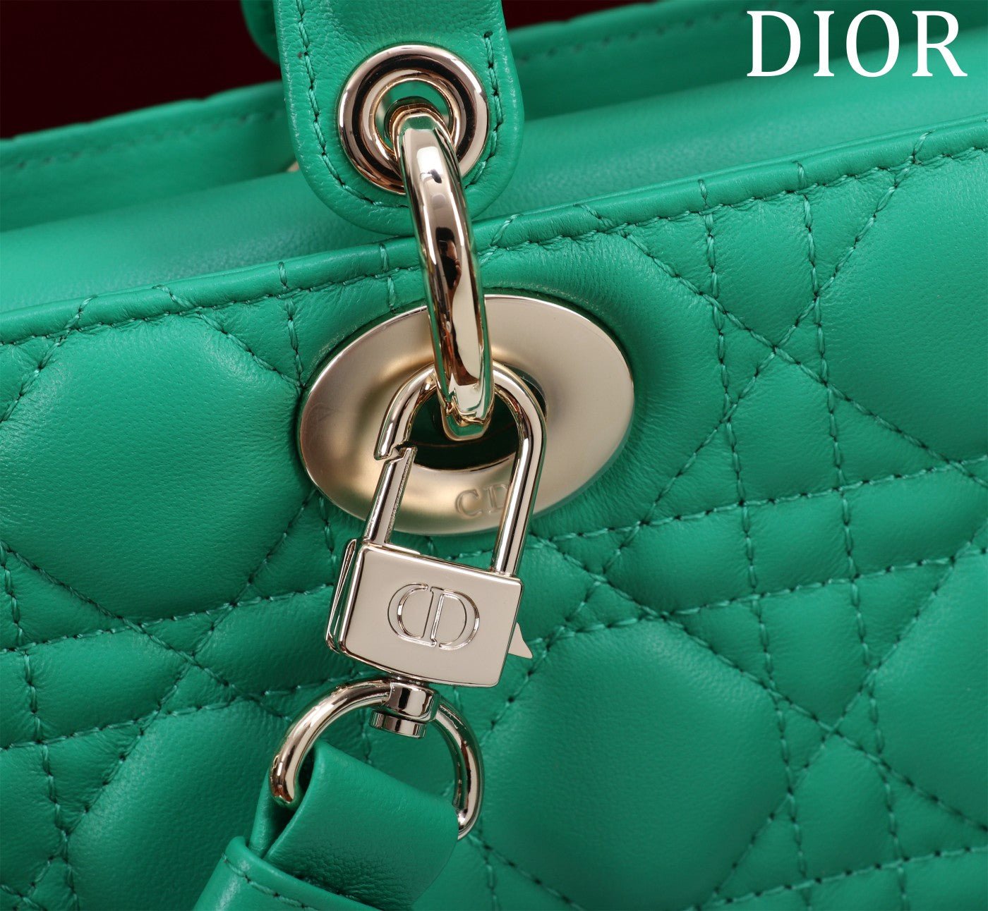 Dior Medium Lady D-Joy Jade Green Lambskin Bag - Image 8