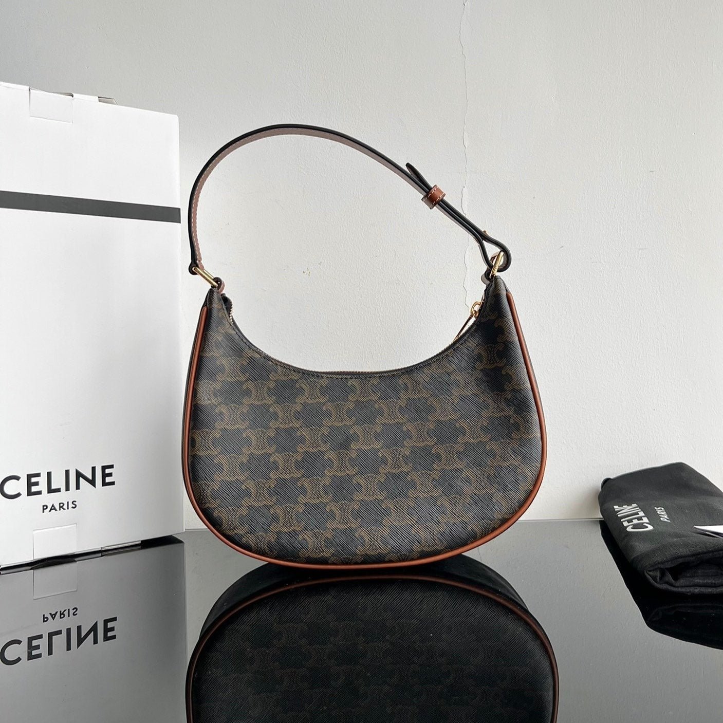 Celine Triomphe 23 Printed Hobo Bag