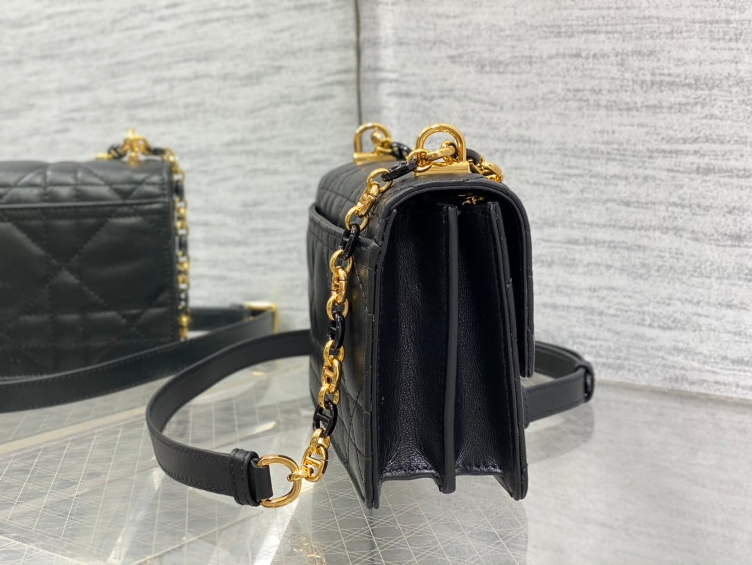 Dior Miss Caro Mini Black Calfskin Quilted Bag - Image 9
