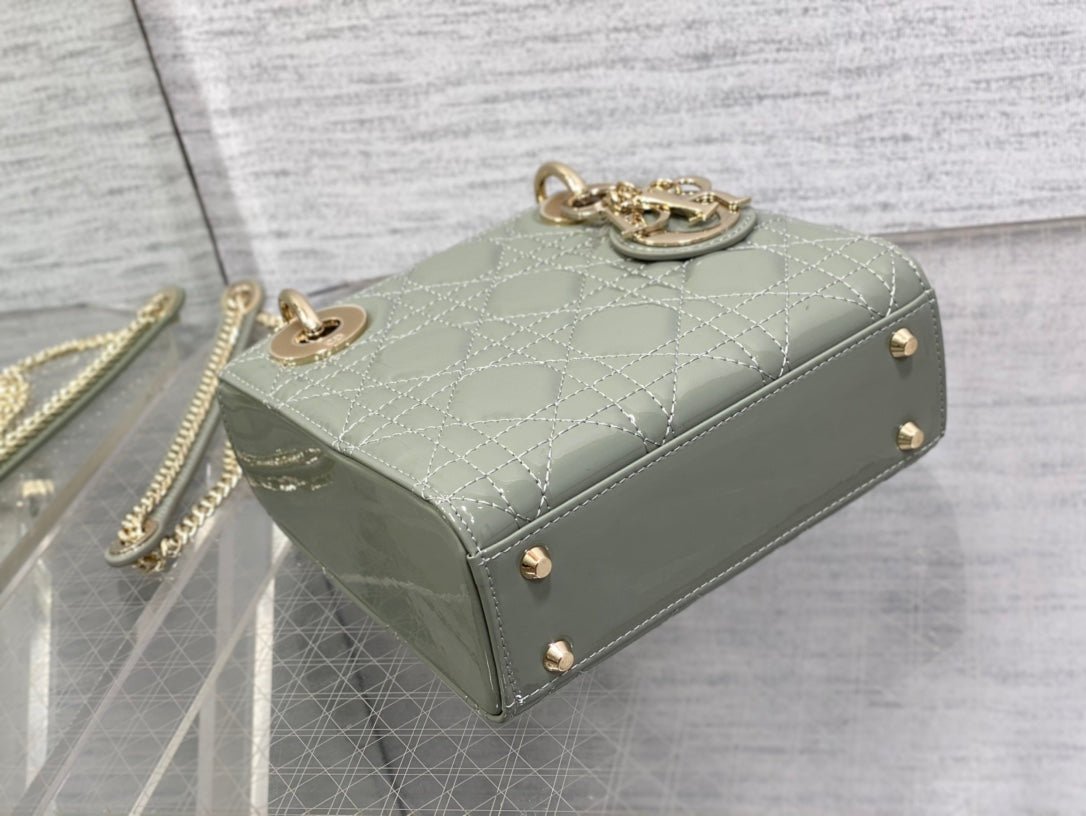 Dior Mini Lady Rock Gray Patent Calfskin Bag - Image 3