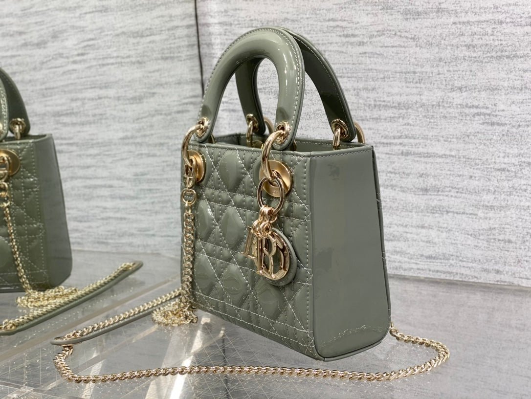 Dior Mini Lady Rock Gray Patent Calfskin Bag - Image 7