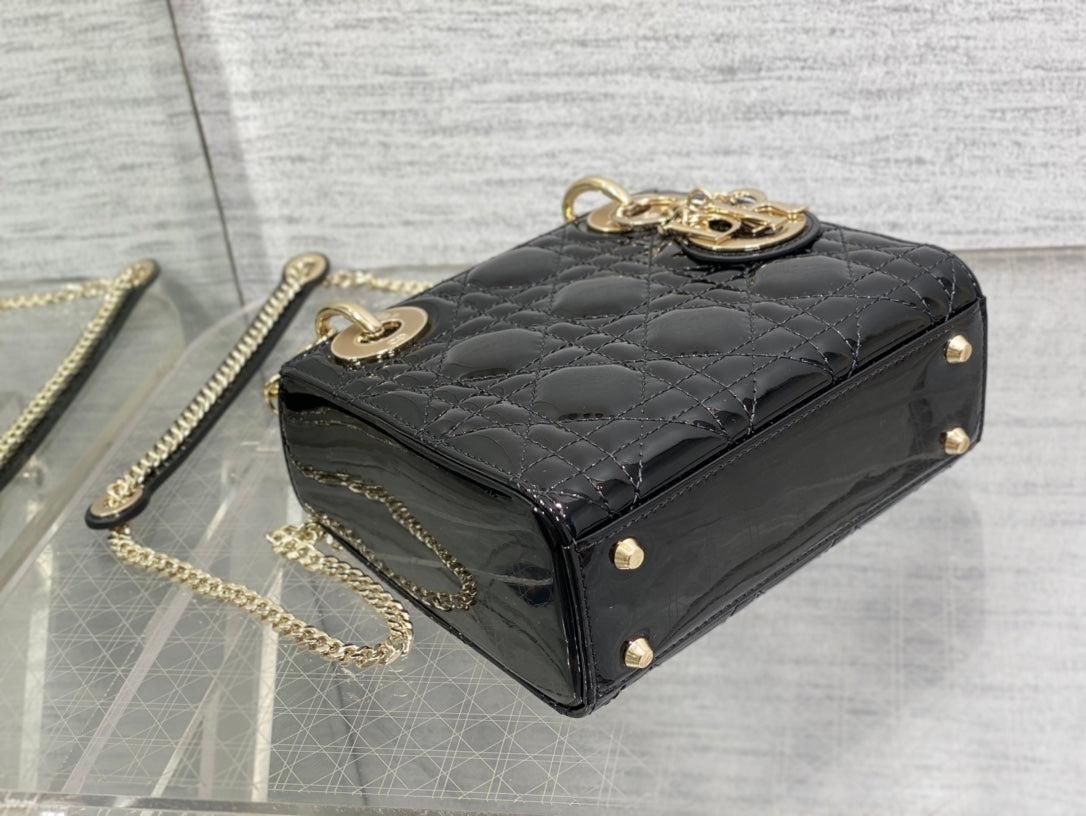 Alternative view of Dior Lady Mini Black Cannage Patent Calfskin Bag