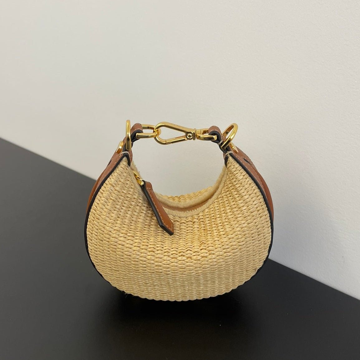 Fendigraphy Mini 16 Beige Straw Brown Calfskin Trim