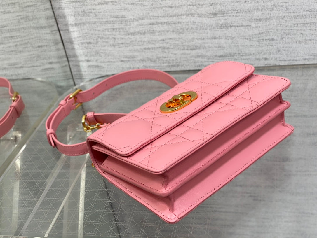Dior Miss Caro Mini Pink Calfskin Quilted Bag - Image 6