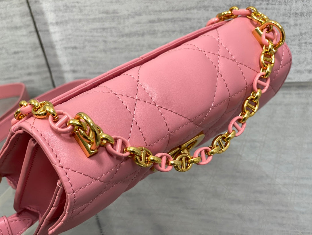 Dior Miss Caro Mini Pink Calfskin Quilted Bag - Image 9