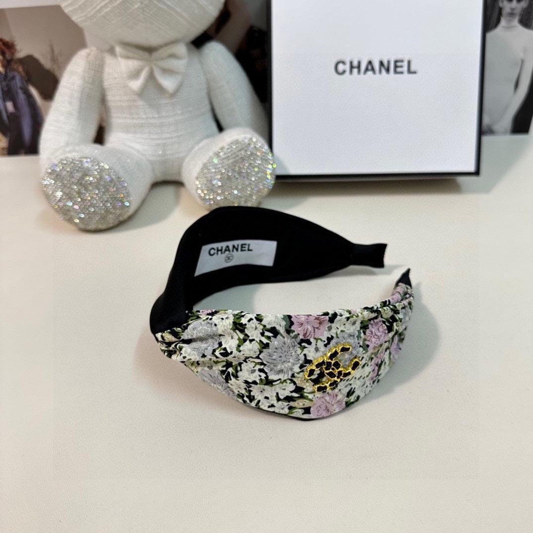 CHANEL Floral Print Fabric Headband - Image 6
