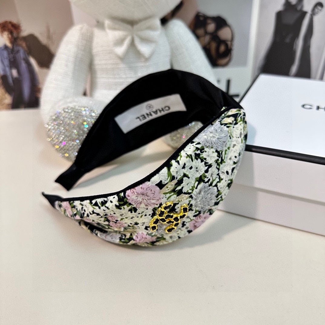 CHANEL Floral Print Fabric Headband - Image 3