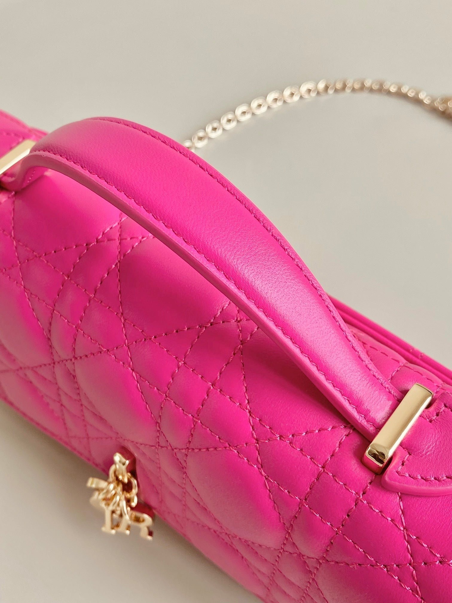 Dior Micro Lady 12 Lambskin Bag Hot Pink - Image 3