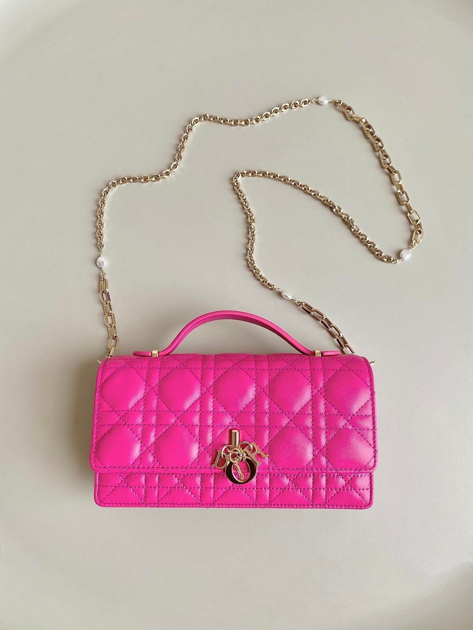 Alternative view of Dior Micro Lady 12 Lambskin Bag Hot Pink