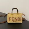 Fendi By The Way Mini 18 Beige Straw Calfskin Trim