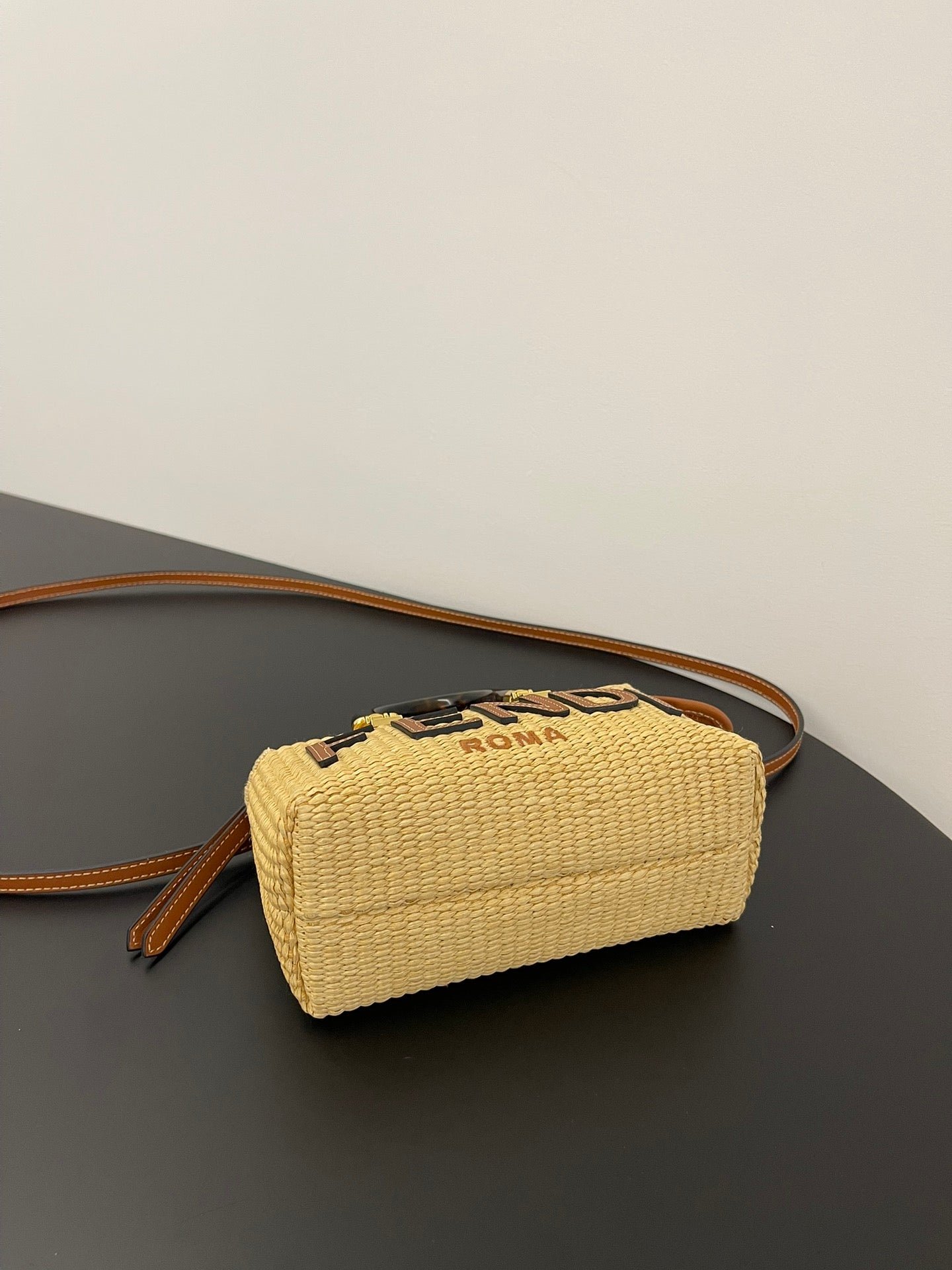 Fendi By The Way Mini 18 Beige Straw Calfskin Trim - Image 8