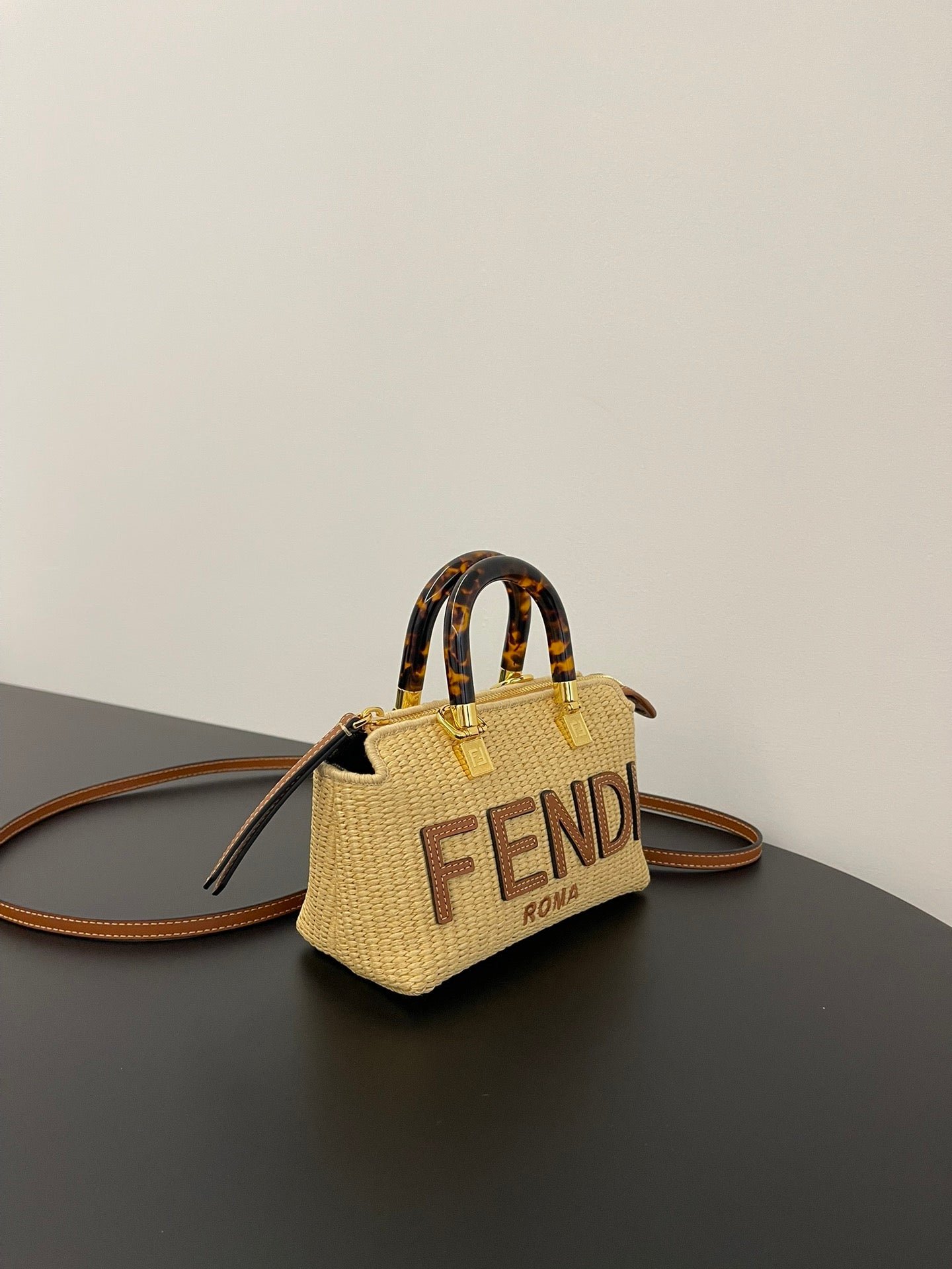 Fendi By The Way Mini 18 Beige Straw Calfskin Trim - Image 3