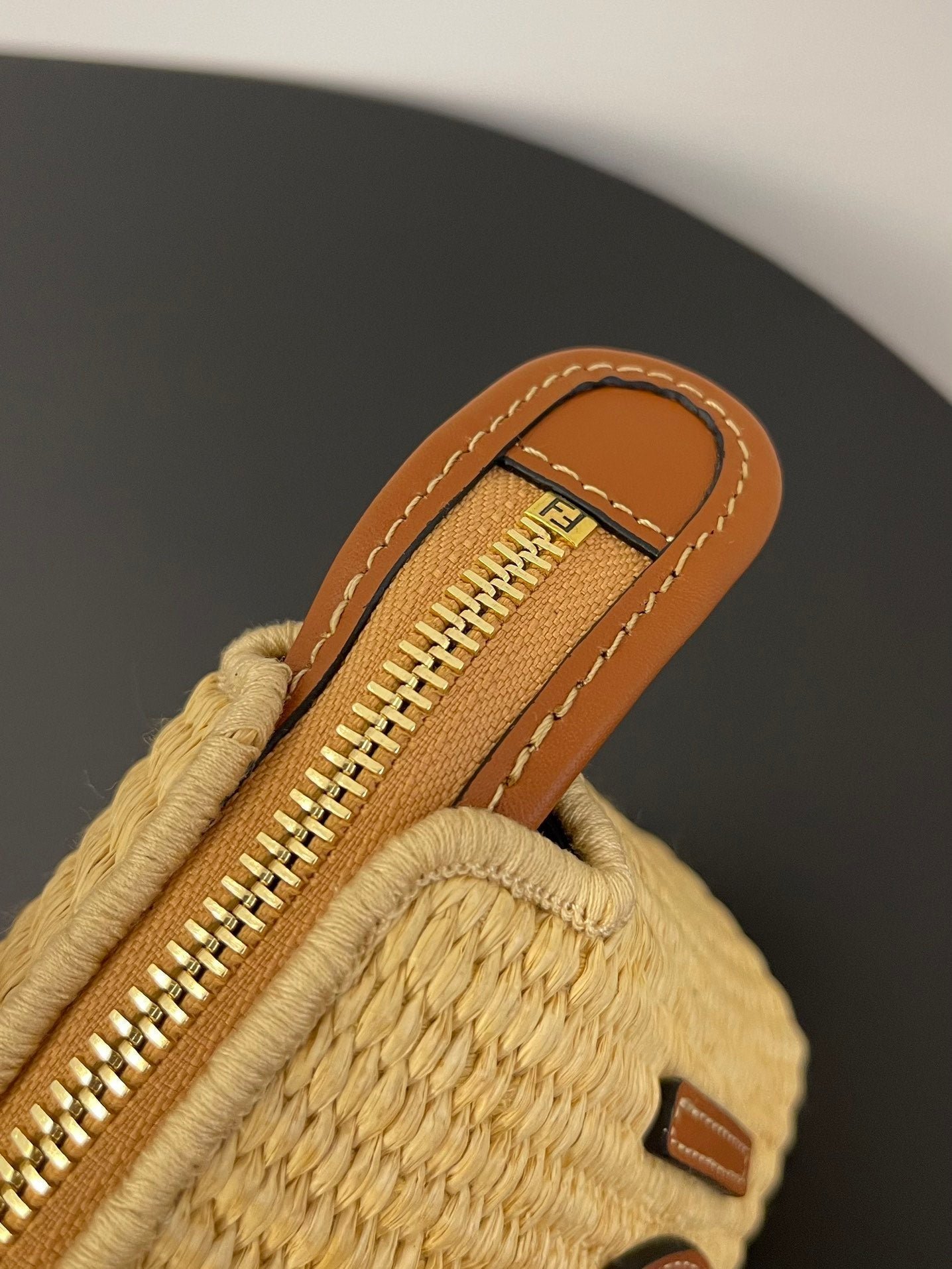Fendi By The Way Mini 18 Beige Straw Calfskin Trim - Image 7