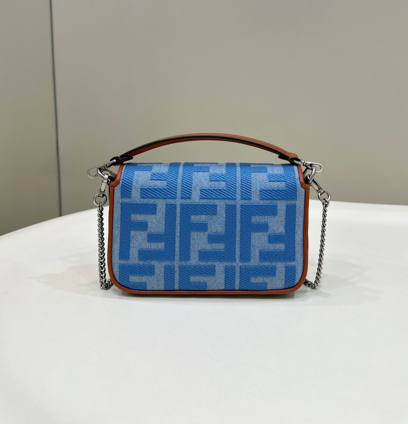 Alternative view of Fendi Baguette 19 Light Blue Canvas Silver