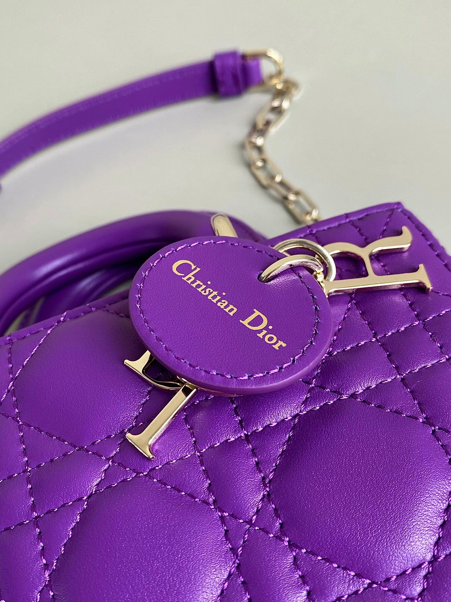 Dior Mini D-Joy 17 Lambskin Bag Violet Purple - Image 6
