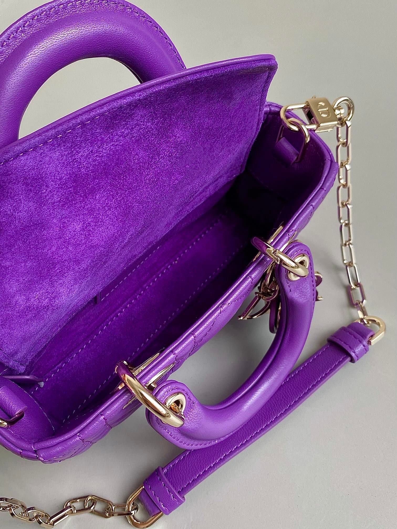 Dior Mini D-Joy 17 Lambskin Bag Violet Purple - Image 5