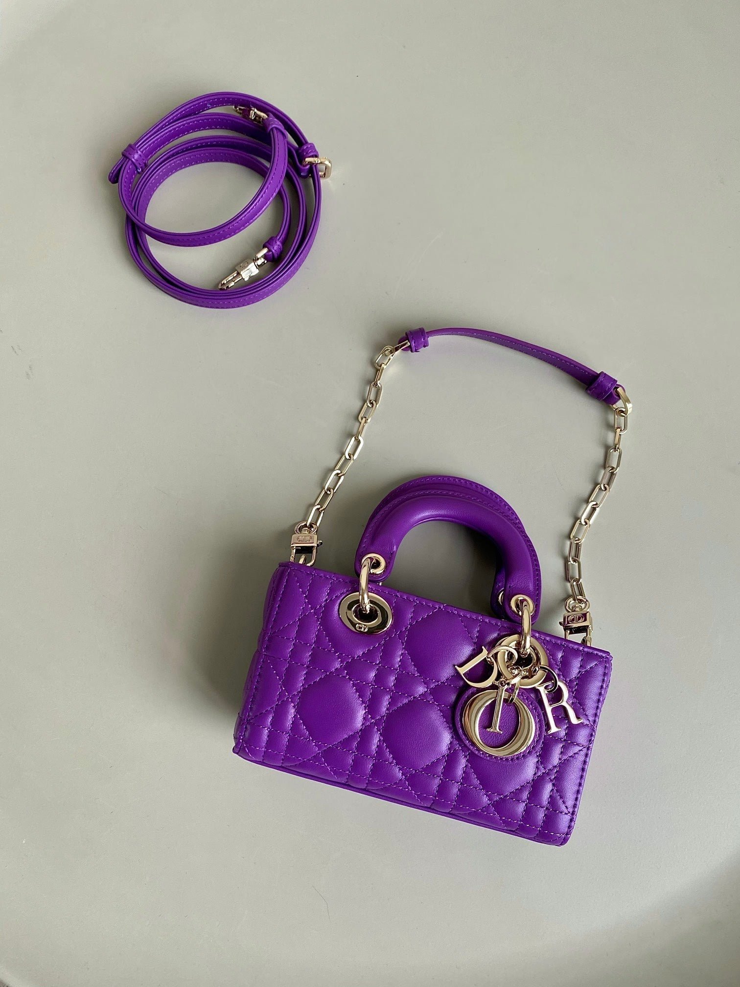 Dior Mini D-Joy 17 Lambskin Bag Violet Purple - Image 2