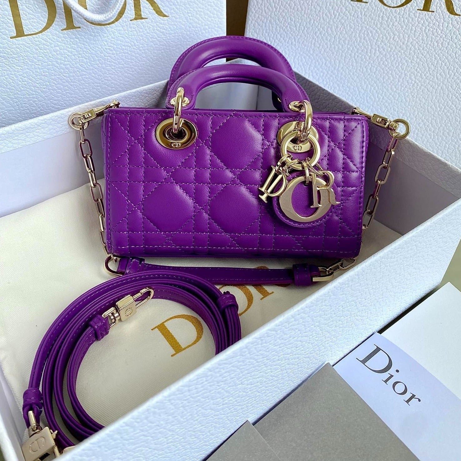 Dior Mini D-Joy 17 Lambskin Bag Violet Purple