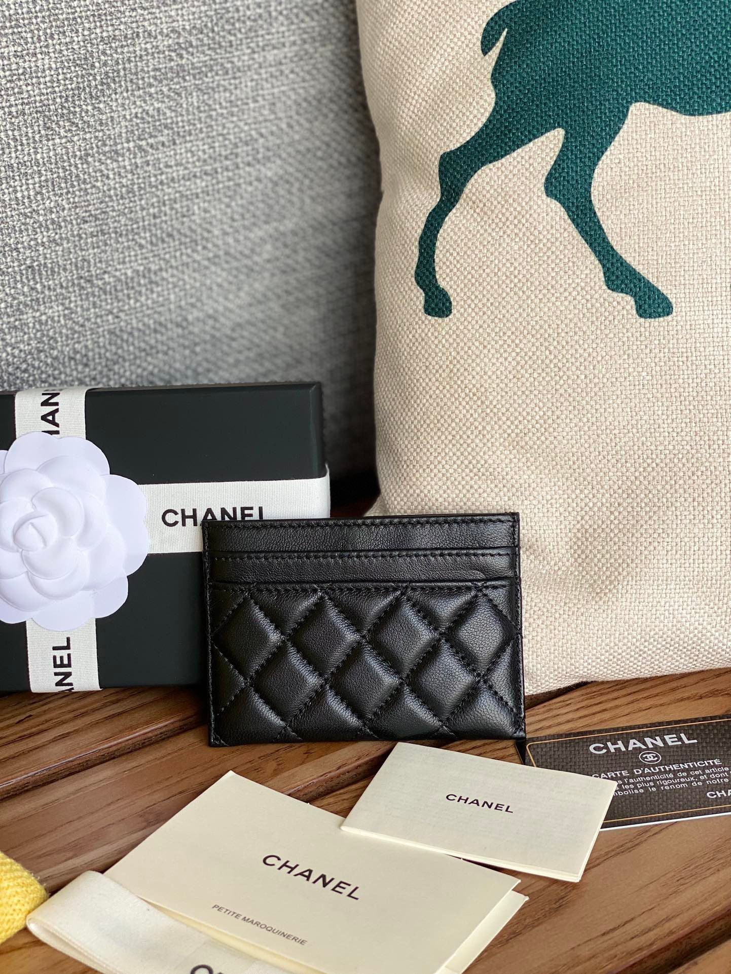 Alternative view of cc boy 11cm card holder black lambskin gold hardware