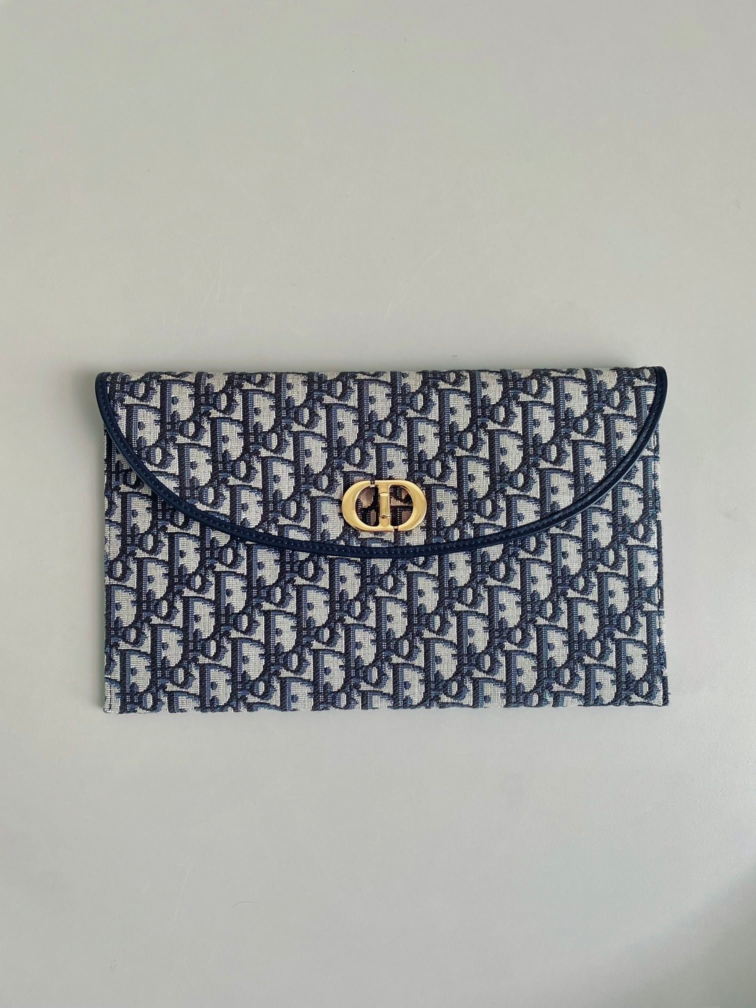 Dior 30 Montaigne Blue Oblique Jacquard Clutch Bag - Image 3