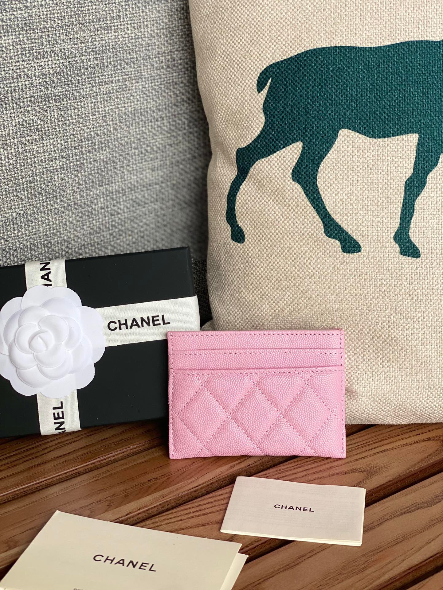 CHANEL Caviar Pink Crystal CC Card Case - Image 9