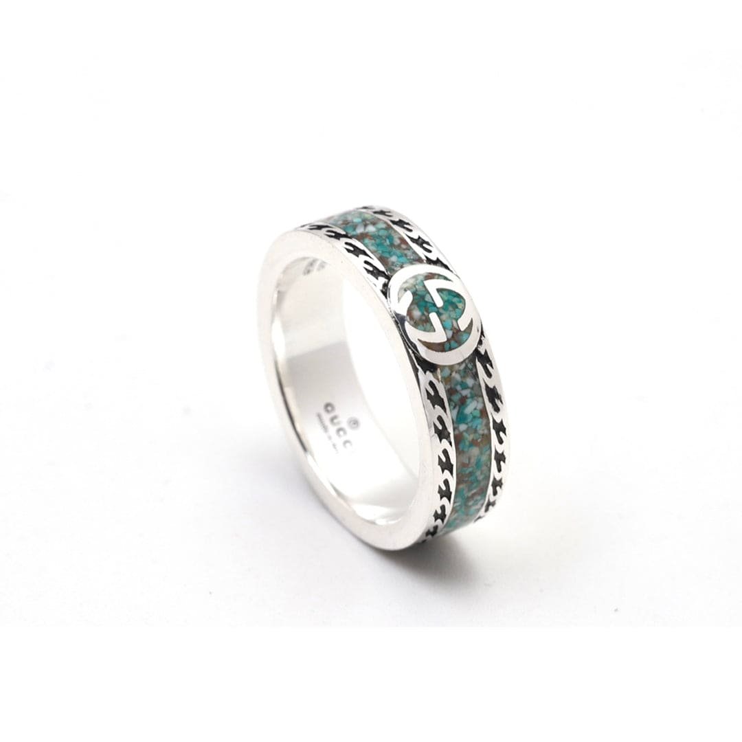 Alternative view of Double Gucci Interlocking Gucci Turquoise Ring
