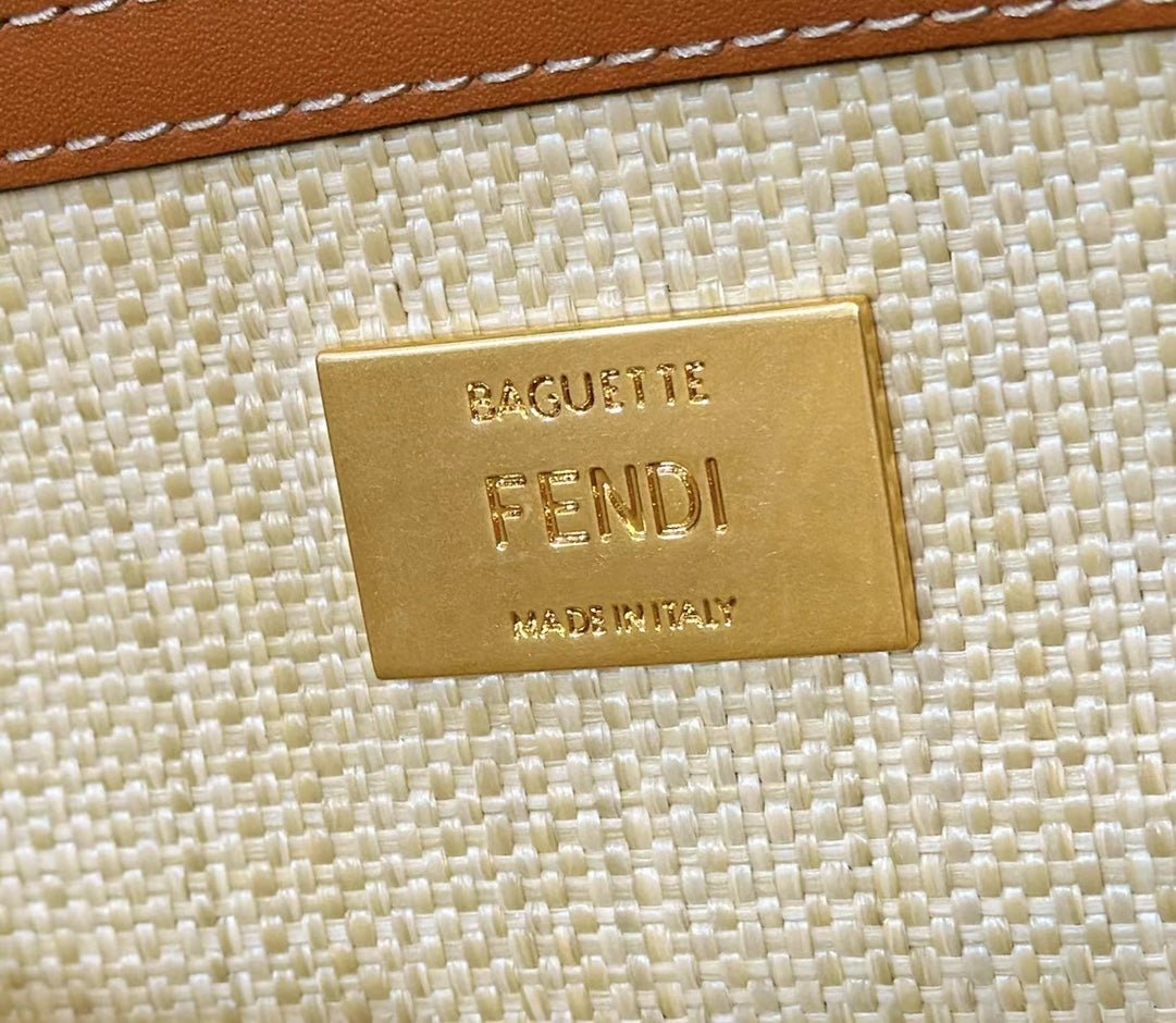 Fendi Baguette 27 Tan Beige Embroidery - Image 5